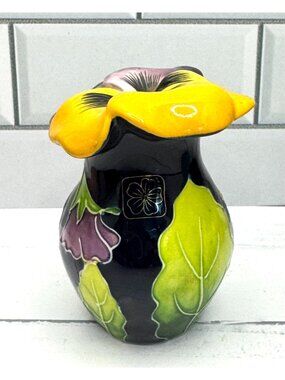 Blue Sky Corp Pansy Salt Shaker Purple Yellow Green 3" 2004